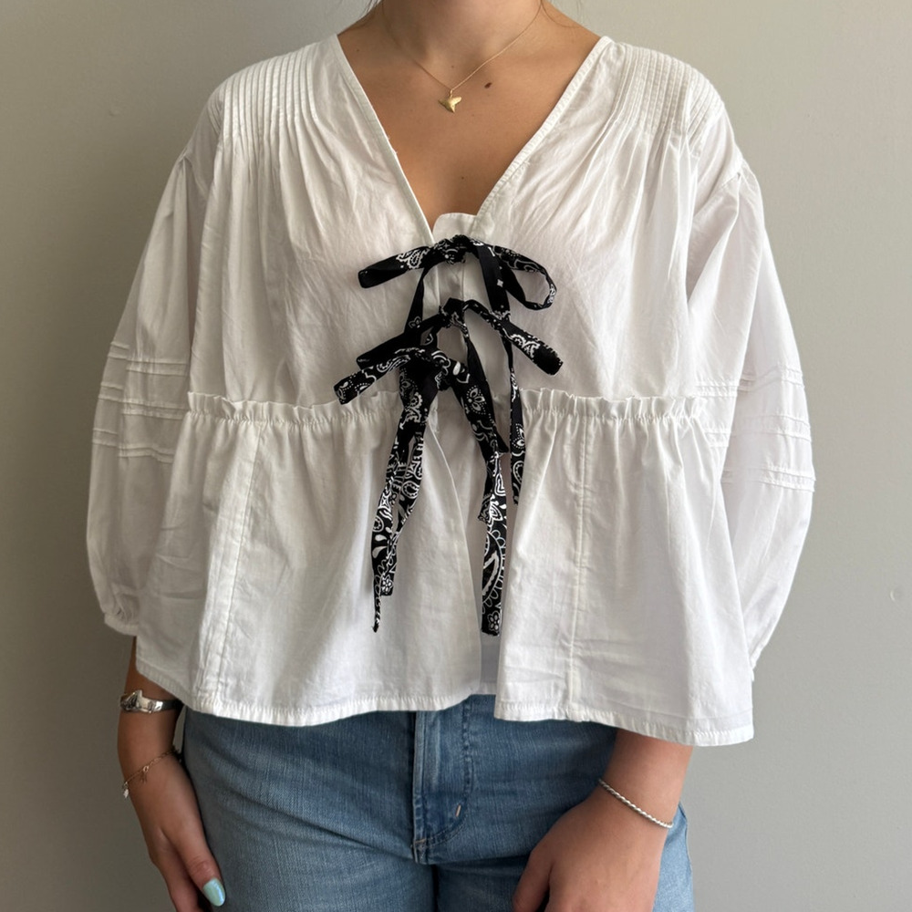 Free People x TRICIA FIX Bandana Tied Up Top White